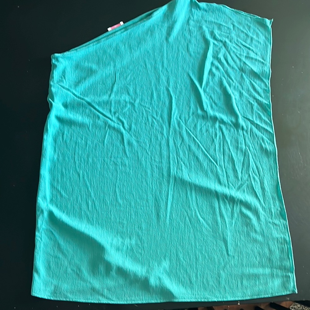 Pink Lily One Shoulder Top, Size Medium, Color Teal